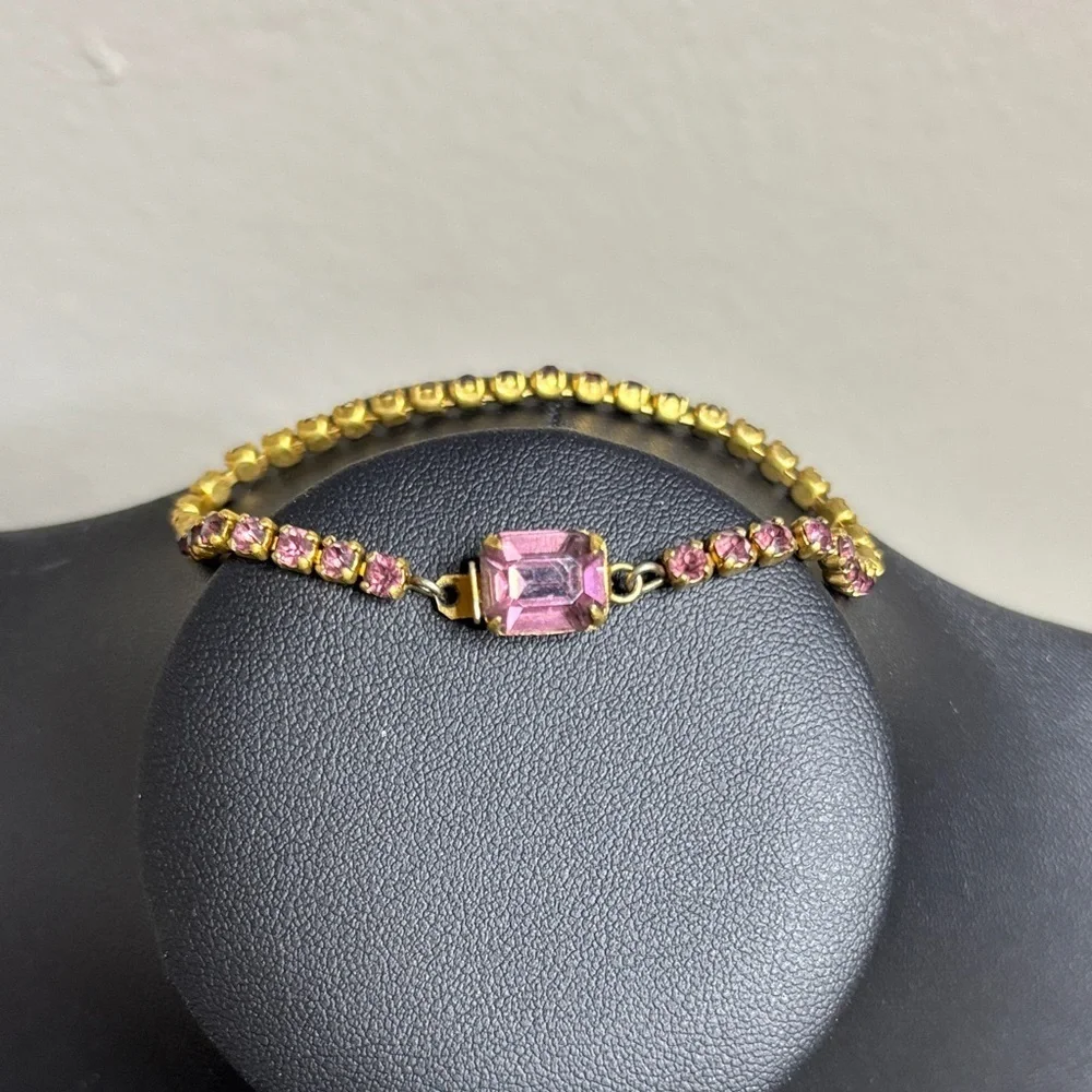 Vintage Rhinestone Purple Lightweight Dainty Tennis Bracelet
